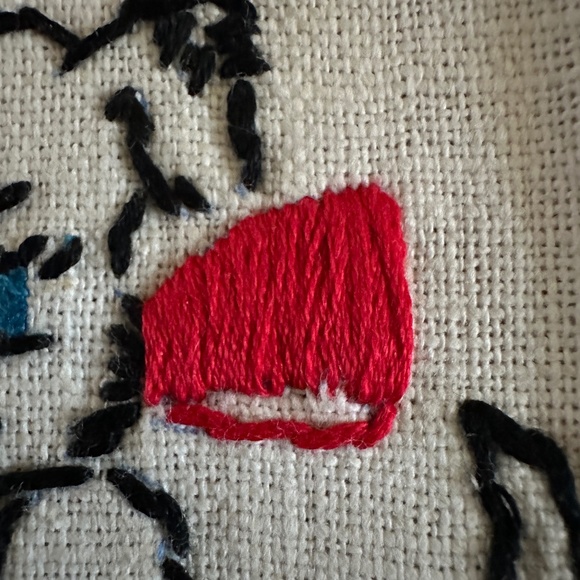 Vintage Embroidered Linen Tea Towel 1950 Cat Dog - Picture 10 of 12